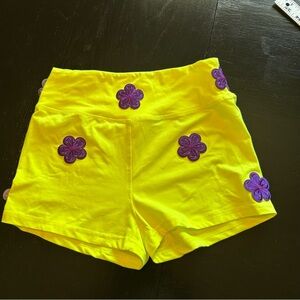 Spongebob Patrick Shorts Yellow Women's Shorts with Purple Floral Accents